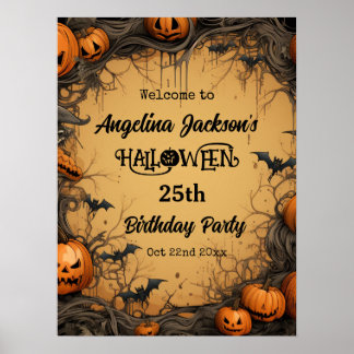 ハロウィン25歳の誕生日パーティー パンプキンのウェルカム ポスター