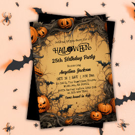 ハロウィン25歳の誕生日 かぼちゃ ヴィンテージ スプーキー 招待状