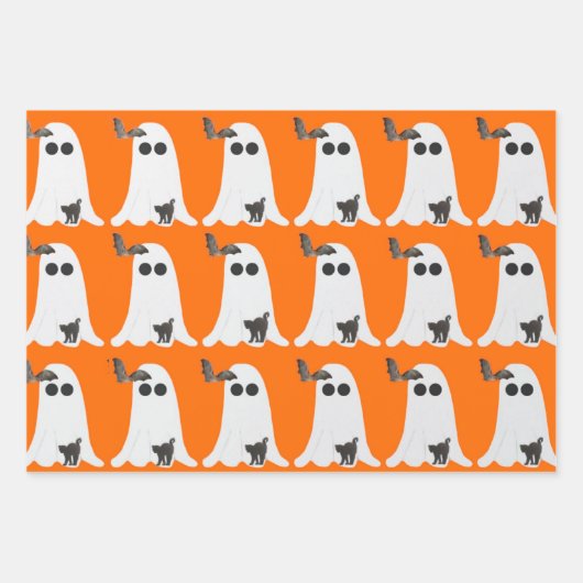 ハロウィン3パック包装紙フラットシート ラッピングペーパーシート (正面)