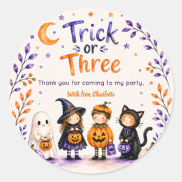 ハロウィン3歳の誕生日おめでとう Trick or Three ラウンドシール