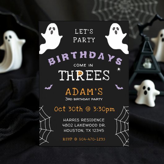 ハロウィン3歳の誕生日は3つ揃ってゴーストゴシック 招待状