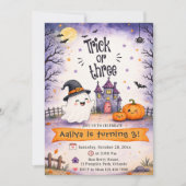 ハロウィン3歳の誕生日パーティー Trick or Three 招待状 (正面)