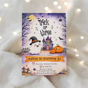 ハロウィン3歳の誕生日パーティー Trick or Three 招待状
