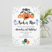ハロウィン3歳の誕生日招待状 Trick or Three 招待状 (スタンド正面)