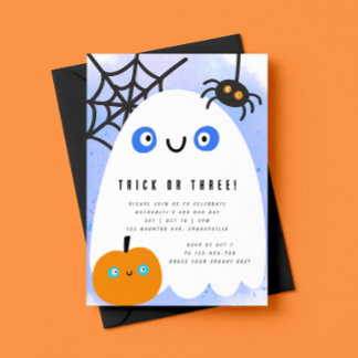 ハロウィン3歳の誕生日招待状 TRICK OR THREE 招待状