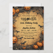 ハロウィン30歳の誕生日 かぼちゃ ヴィンテージ スプーキー 招待状 (正面)