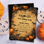 ハロウィン30歳の誕生日 かぼちゃ ヴィンテージ スプーキー 招待状