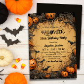 ハロウィン35歳の誕生日 かぼちゃ ヴィンテージ スプーキー 招待状