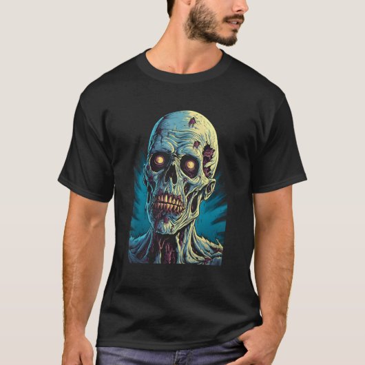 ハロウィン7のホラーなお化けに襲われるゾンビ Tシャツ (正面)
