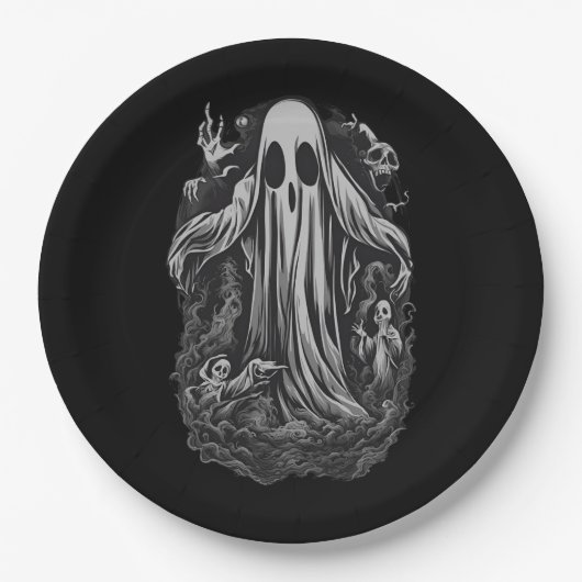 ハロウィン8の精神,幽霊,不気味,恐怖,恐怖, ペーパープレート (正面)