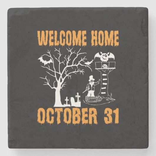 ハロウィン おかえり ホーム オクトーバー 誕生日 ストーンコースター (正面)