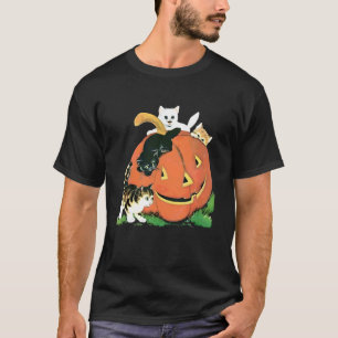 ハロウィン おかしな猫のかぼちゃランタン Tシャツ