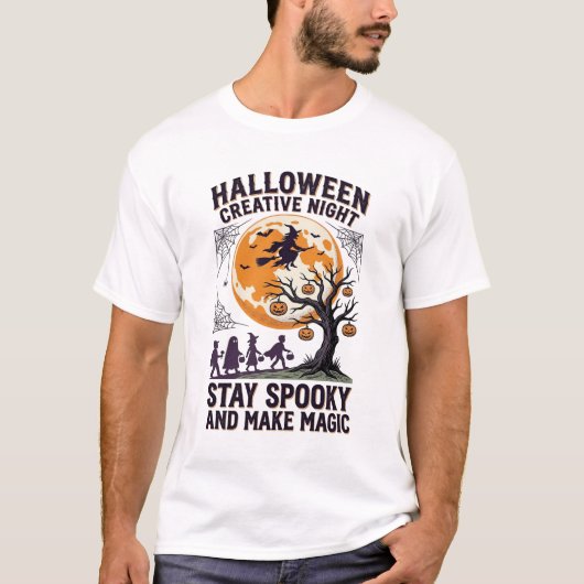 ハロウィン おしゃれ Tシャツ ヴィンテージ スプーキー 月 アート_1 (正面)