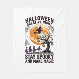 ハロウィン おしゃれ Tシャツ ヴィンテージ スプーキー 月 アート_1 フリースブランケット
