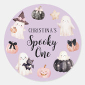 ハロウィン おばけちゃん 1歳の誕生日パーティー ラウンドシール (正面)