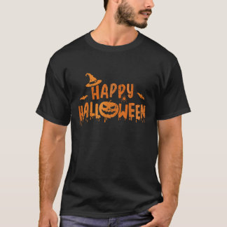ハロウィン おばけのかぼちゃの顔と魔女 Tシャツ