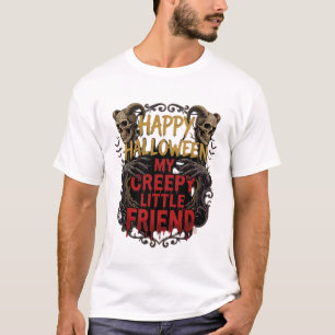 ハロウィン おばけの友 角のあるドクロ Tシャツ