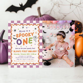 ハロウィン・おばけの1歳の誕生日記念写真 招待状