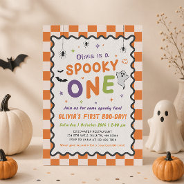 ハロウィン・おばけの1歳の誕生日 招待状