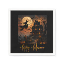 ハロウィン おばけ屋敷を飛ぶ魔女