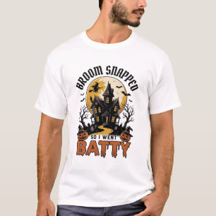 ハロウィン おばけ屋敷 コウモリ グラフィック 面白い魔法使い Tシャツ
