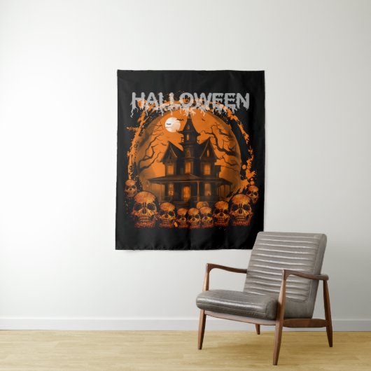 ハロウィン おばけ屋敷 ドクロ タペストリー (インサイチュ)