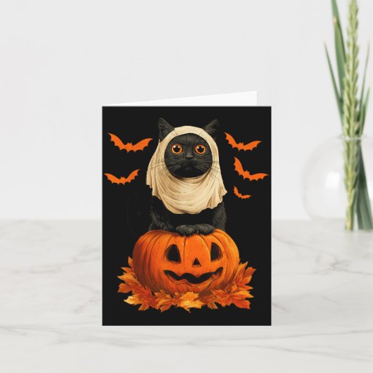 ハロウィン おばけ猫 オバケ かぼちゃ コウモリ カード (正面)