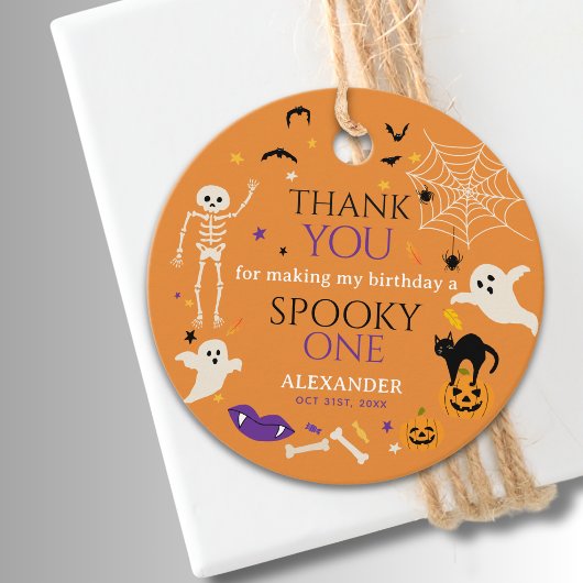 ハロウィン おばけ1歳の誕生日お礼 オレンジ フェイバータグ