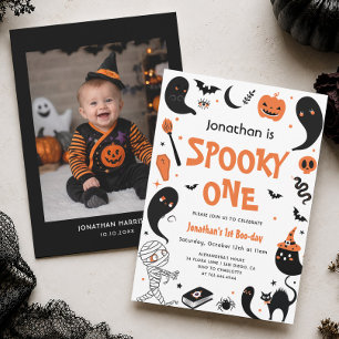 ハロウィン おばけ1歳の誕生日 男の子 招待状