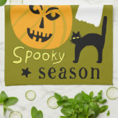 ハロウィン おばけ かぼちゃ コウモリ 秋 キッチンタオル (折り畳み)