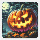 ハロウィン おばけ かぼちゃ スクエアシール (正面)