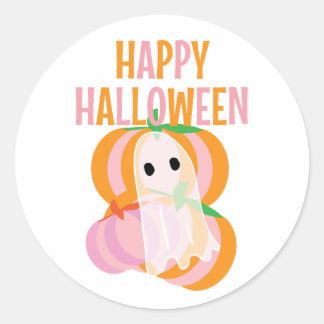 ハロウィン おばけ かぼちゃ ピンク ラウンドシール