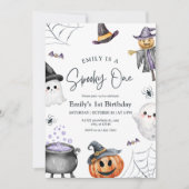 ハロウィン おばけ かぼちゃ 1歳 誕生日 招待状 (正面)