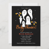 ハロウィン おばけ と キャンディコーン ベビーシャワー 招待状 (正面)