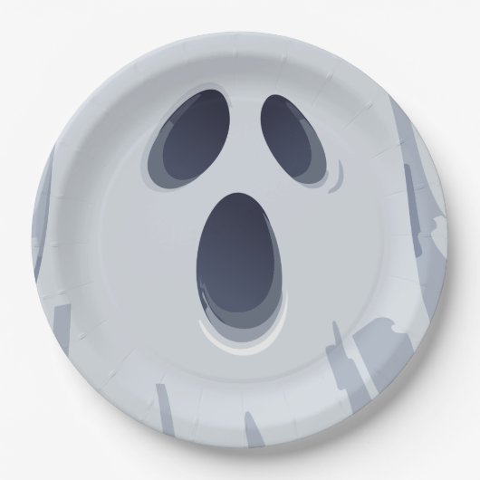 ハロウィン おばけ ほっぺ ペーパープレート (正面)