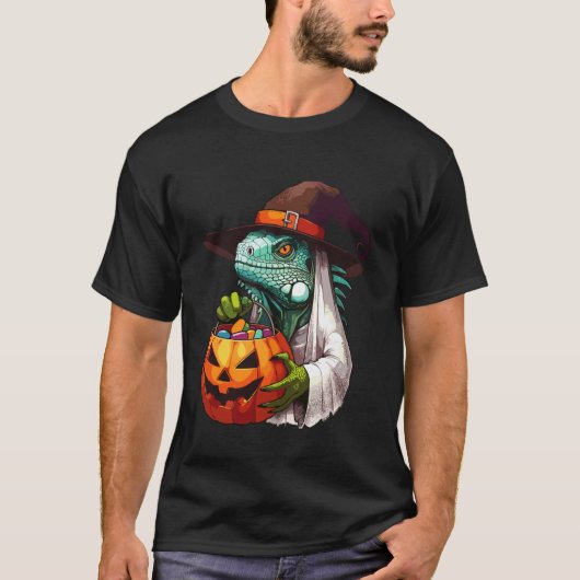 ハロウィン おばけ イグアナ スケア お菓子入れ 5 Tシャツ (正面)