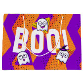 ハロウィン おばけ オレンジ パーティーバッグ ラージペーパーバッグ (正面)