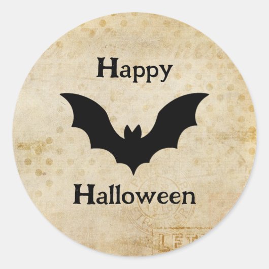 ハロウィン おばけ コウモリ ヴィンテージ ラウンドシール (正面)