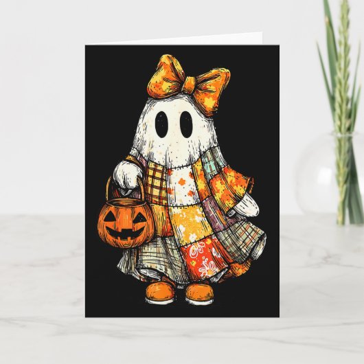 ハロウィン おばけ ゴースト パッチワーク キルティング 裁縫 カード (正面)