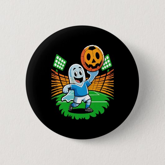 ハロウィン おばけ サッカー選手 缶バッジ (正面)
