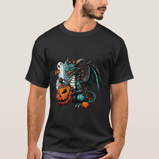 ハロウィン おばけ ドラゴン 怖い お菓子入れ 8 Tシャツ (正面)