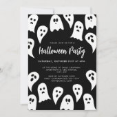 ハロウィン おばけ パーティー 黒と白 招待状 (正面)