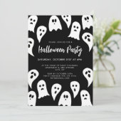 ハロウィン おばけ パーティー 黒と白 招待状 (スタンド正面)