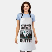 ハロウィン おばけ ヴィンテージ 墓場 Tシャツ_1 エプロン (着用した状態)