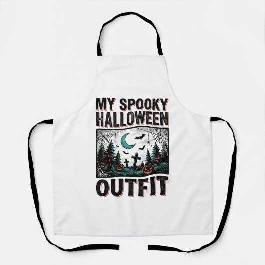 ハロウィン おばけ ヴィンテージ 墓場 Tシャツ_1 エプロン (正面)