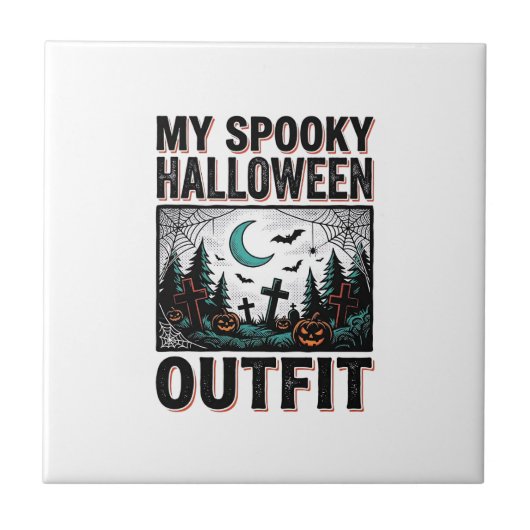 ハロウィン おばけ ヴィンテージ 墓場 Tシャツ_1 タイル (正面)