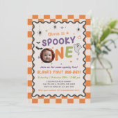 ハロウィン おばけ 一歳の誕生日フォト 招待状 (スタンド正面)