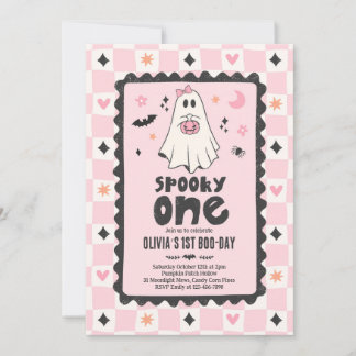 ハロウィン おばけ 一歳の誕生日会 女の子 招待状