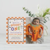 ハロウィン おばけ 一歳 誕生日 写真 招待状 (スタンド正面)