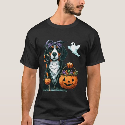 ハロウィン おばけ 犬 スケアリー お菓子入れ 3 Tシャツ (正面)